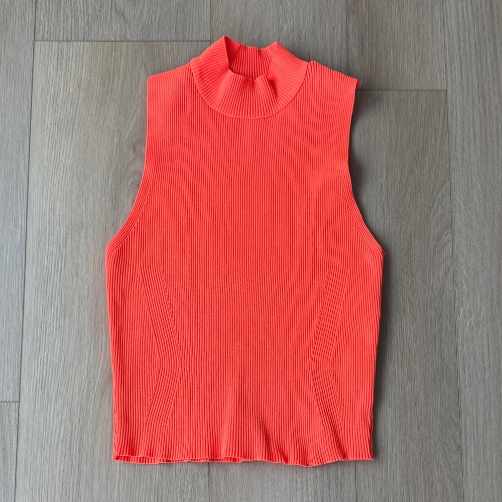 Zara Vibrant Orange Ribbed Tank Top